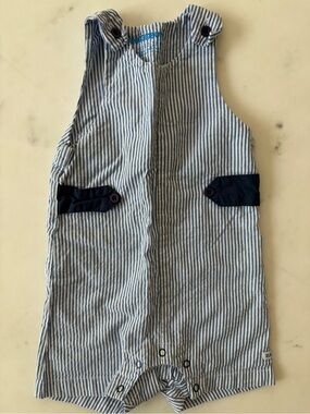 5/$25 Rugged Butts Cotton Striped Blue Baby One-Piece Romper